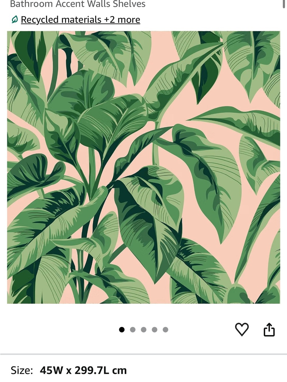 Botanical Green and Pink Tropical Wall Art Peel-and-Stick wallpaper